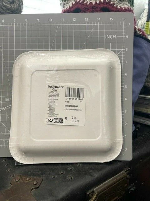 PLATOS DE PAPEL GRANDES BRILLANTES Y BRILLANTES (8) ~ Suministros para fiestas de cumpleaños cena almuerzo Foto 2 de 2