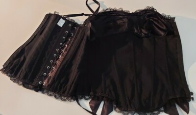 Damen Gothic Dessous Burlesque Corsage Vollbrust Trainer Korsett Korsage S