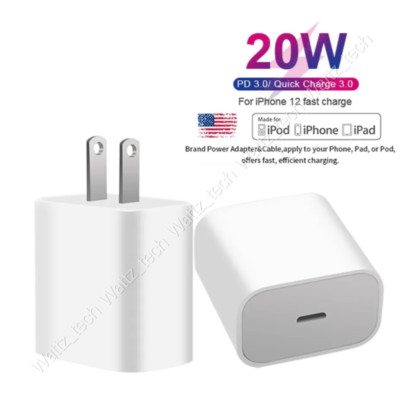 For iPhone SE/8/XR/11/12/13/14 20W USB-C Fast Charger Power Adapter Cube 1/2PACK