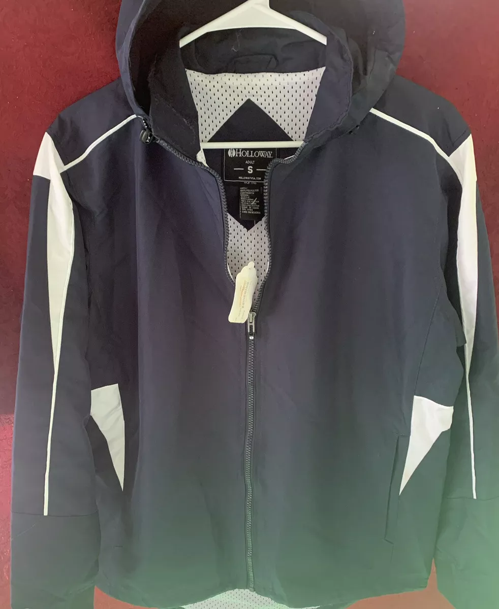 Holloway Adult Small Navy White Zip Up Hooded Jacket NWT