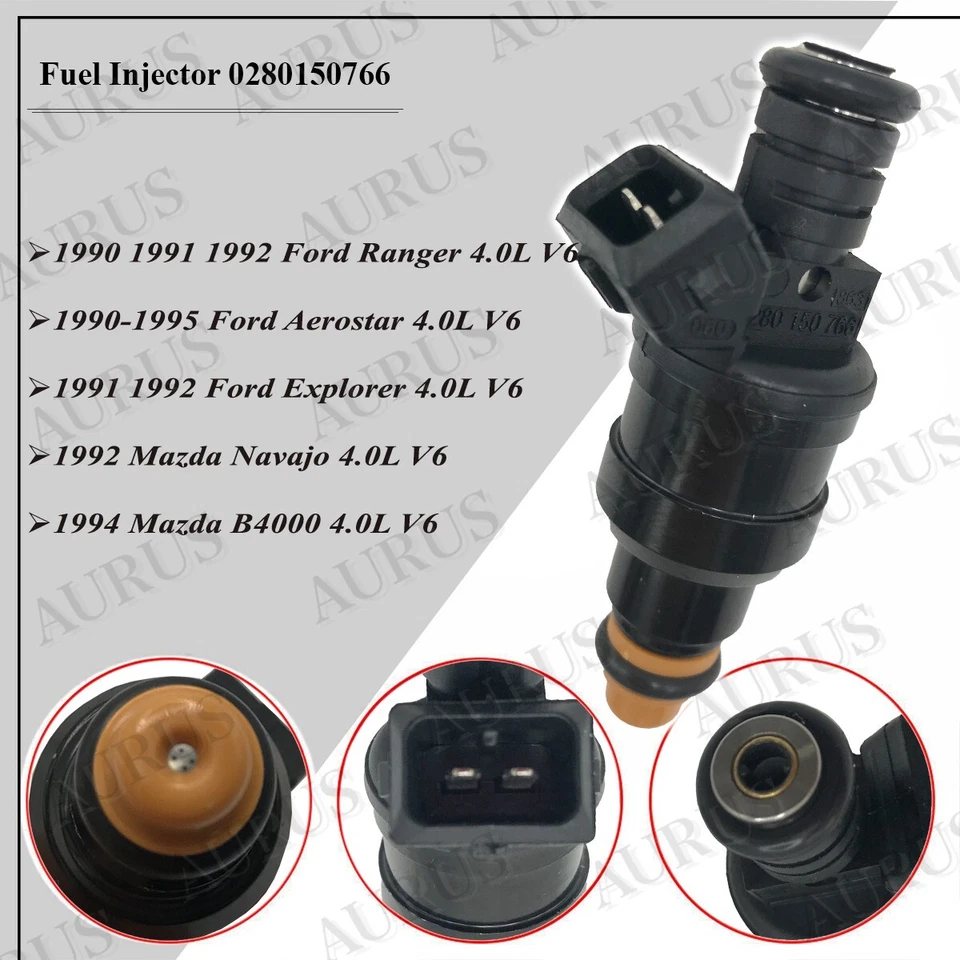 6 inyectores de combustible OEM BOSCH para Ford Explorer 1991 1992 4,0 L V6 0280150766 90TFAA Foto 2 de 4