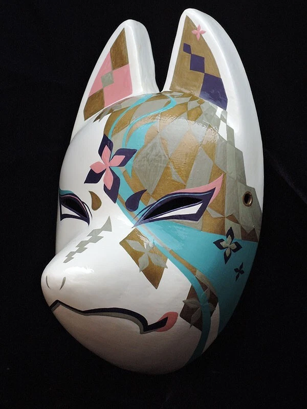 Komendo Full Face Fox Kitsune Mask "SENRYUMON MITSUSHIRO" Hand Made Japan Party - Image 3 of 4
