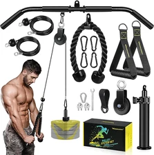 Fitness LAT and Lift Pulley System Gym - Upgraded LAT Pull down Cable Machine