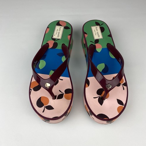 Kate Spade Rio Platform Flip Flop Sandals Womens Size 8 Floral Multicolor Thong - Picture 6 of 13