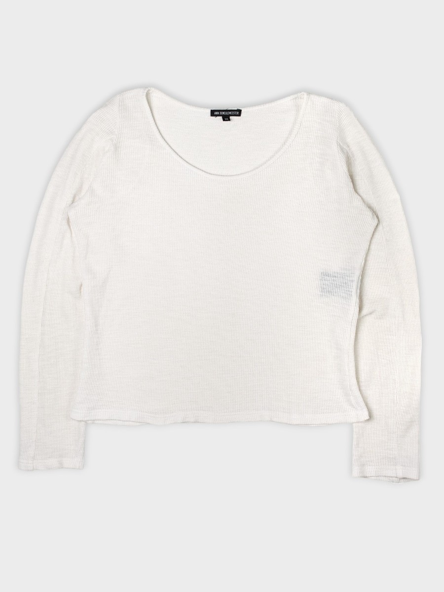 ANN DEMEULEMEESTER ホワイト Tシャツ 36 Ann Demeulemeester - rib long sleeve t-shirt (white