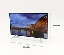 Dollhouse Miniature Flat Screen Television TV W/stand Image On Screen  2"x 3"