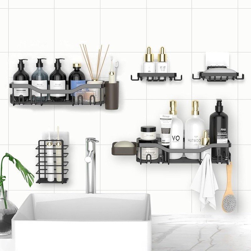 Large Capacity Shower Caddy 7 Shelves Wall Mounted Bathroom Organizer Set New