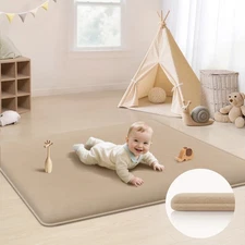 50x50 1.2" Thick Memory Foam Baby Playpen Crawing Mat Non Slip Newborn Carpet
