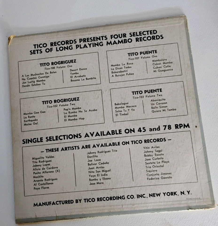 Puente Tito / His Orchestra - Mambos Vol 1 - Tico Recording Co NYC  - Image 3 of 3