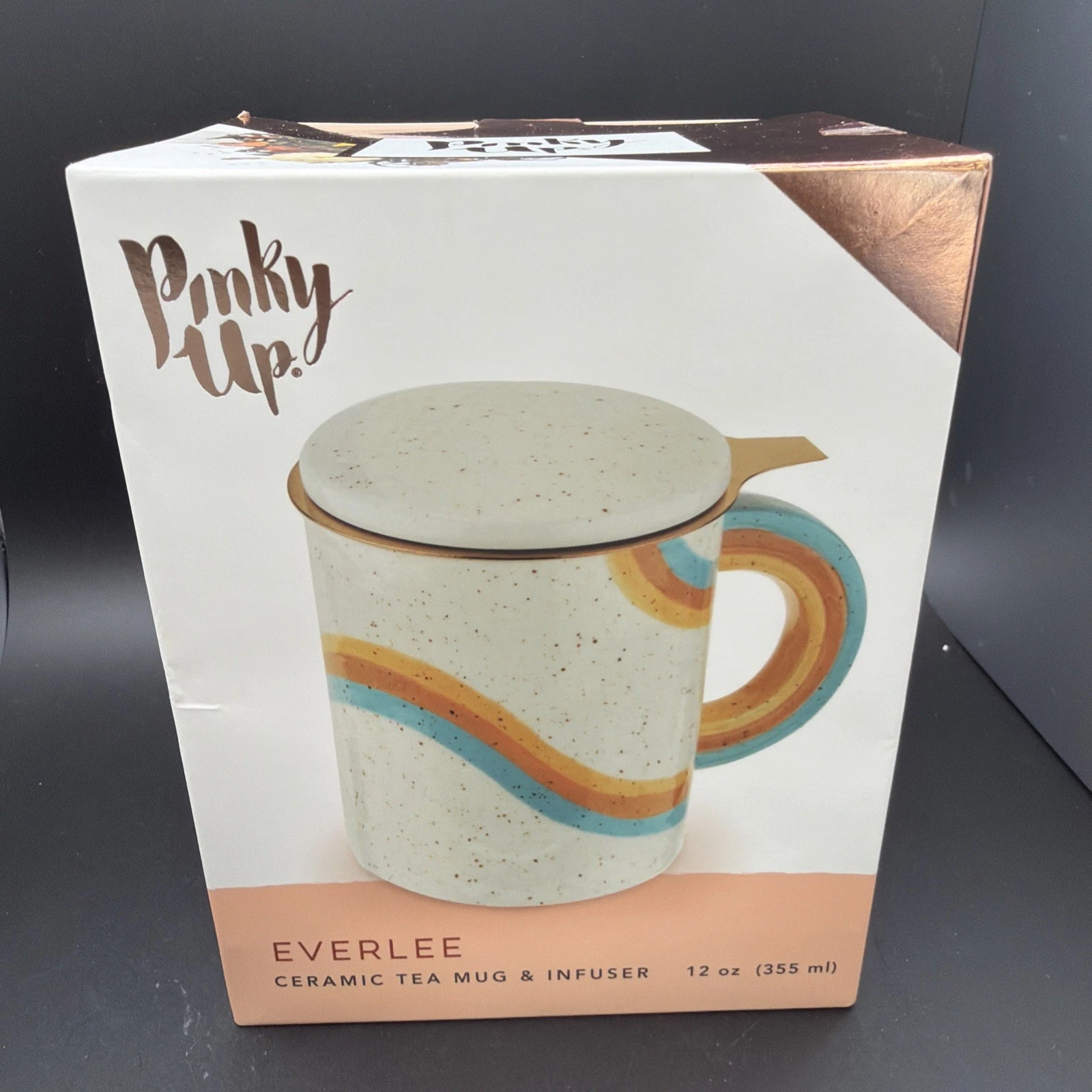 Pinky Up Everlee Ceramic Mug Tea Infuser With Lid And Metal Infuser