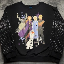 Disney Sweatshirt Girls XL 15-17 Black Frozen II Elsa Anna Olaf Kristoff Sven