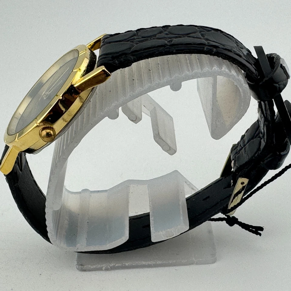 Reloj De Cuarzo Movt Japón De Colección Unisex Tono Dorado Diamante Negro Analógico Batería Nueva Foto 4 de 4