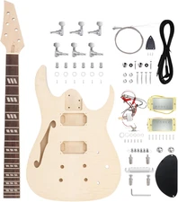 Electric Guitar DIY Project Kit - Basswood Body, Maple Neck, Rosewood Fretboard