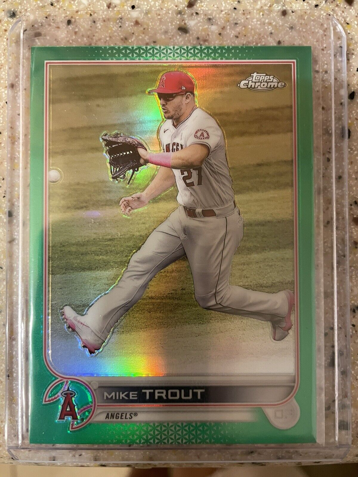 2022 Topps Chrome Mike Trout True Green Refractor 76/99 MINT 