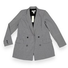 Rachel Zoe Blazer Women XS Black Gingham Check Open Long Sleeve Jacket NWT