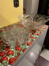 Elegant Antique Punch Bowl Set With Plate and Cups. Ideal for weddings or church