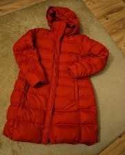 Lands End Red Long Feather & Down Maxi Coat Padded Puffer Duvet Size 22 -xl Mint