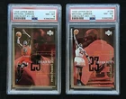 (2) 1998 UPPER DECK MICHAEL JORDAN CHECKLIST #174 & #175 PSA 8 NEAR MINT-MINT