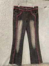 Crest Jeans Womens 11/12 Stretch Denim Pink Cording Distressed Pockets VTG
