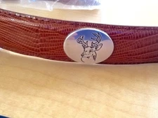 Men's Brown Leather Belt with Deer Hunting Conchos Size 32 R+