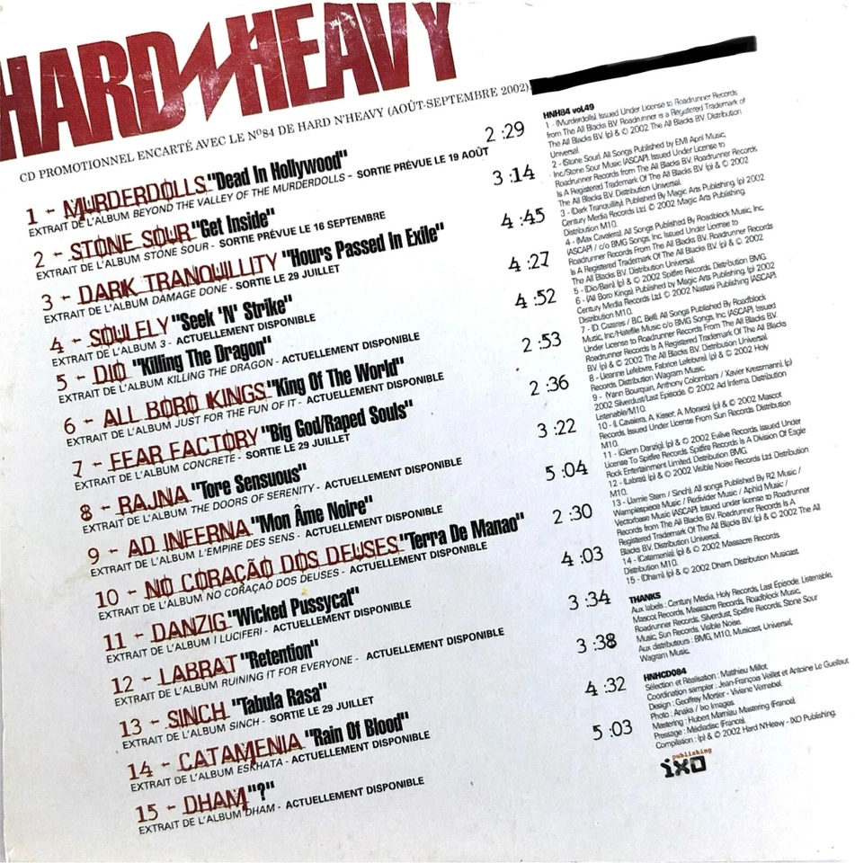 Hard N Heavy Vol 49 [CD 2002] Compilation Various Artists Murderdolls Stone Sour - Image 2 of 3