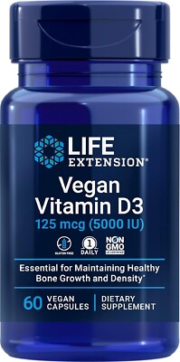 Life Extension Vegan Vitamin D3 125mcg (5000IU) 60 vegan capsules