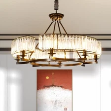 31.5/23.62" Modern Crystal Chandelier Dimmable LED Ceiling Light Pendant Fixture