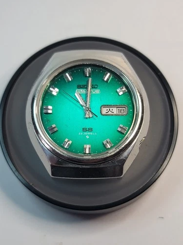 Vintage 1975 SEIKO 5 ACTUS SS 6106-8680 New Crystal & Jade Green Dial, Japan