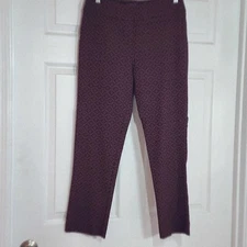 Erica Taylor Pants Women's Size M Burgundy Texture Pattern Pull On Skinny Leg