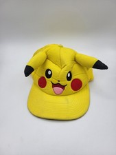 Pokemon Pikachu Hat Snapback Face 3D Ears Yellow Adjustable Cap Cartoon