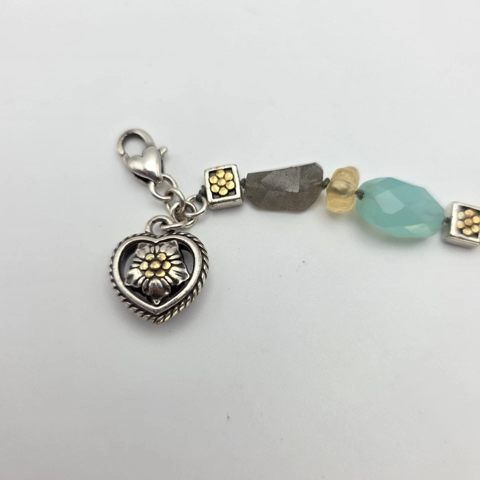 Brazalete Brighton 'American Hero' Piedras Multicolores Cuentas Placa Plata 7.75" Foto 3 de 4