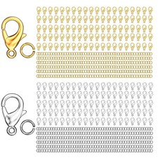 MKCYD 700Pcs Lobster Claw Clasps and Open Jump Rings Set, 14K Gold Silver