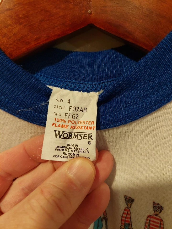 VTG 90s Where's Waldo Kids Shirt Size 4 Wormser Tag 1990 Martin Handford Vintage - Image 4 of 4