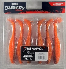 Rapala Crush City Customs CCMYR4RCW The Mayor 4"/6pk Red Craw Salt/Scent Infused