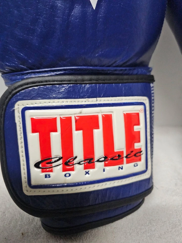 Guantes de Boxeo TITLE Clásicos Azul 16oz Cuero Genuino Entrenamiento Sparring Foto 4 de 4