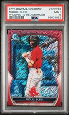 Miguel Bleis 2023 Bowman Chrome Prospects #BCP223-Red Shimmer 9/10 PSA 9