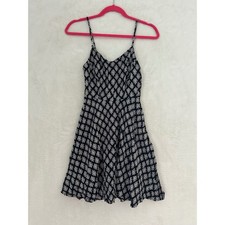 Old Navy Womens Black White Leaf Print Smocked Mini Dress XS Spaghetti Strap