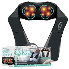 Aduro Sport FlexWorks Shiatsu Neck Shoulder Back Massager with Heat Deep Kn...