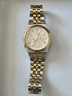 VTG 1988 - Seiko 7A38-7289 1/10 Sec. Chronograph White Dial Men's Watch New Bat