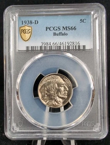 1938-D 5C Buffalo Nickel - PCGS MS66 - PCGS Gold Shield #6526