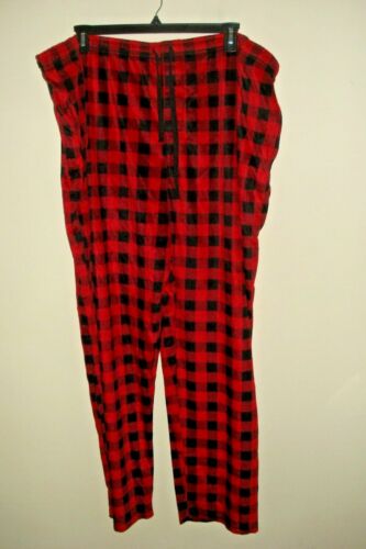  Mens Big & Tall Plush Pajama Bottoms Size 3X  Red Plaid   - Picture 1 of 3