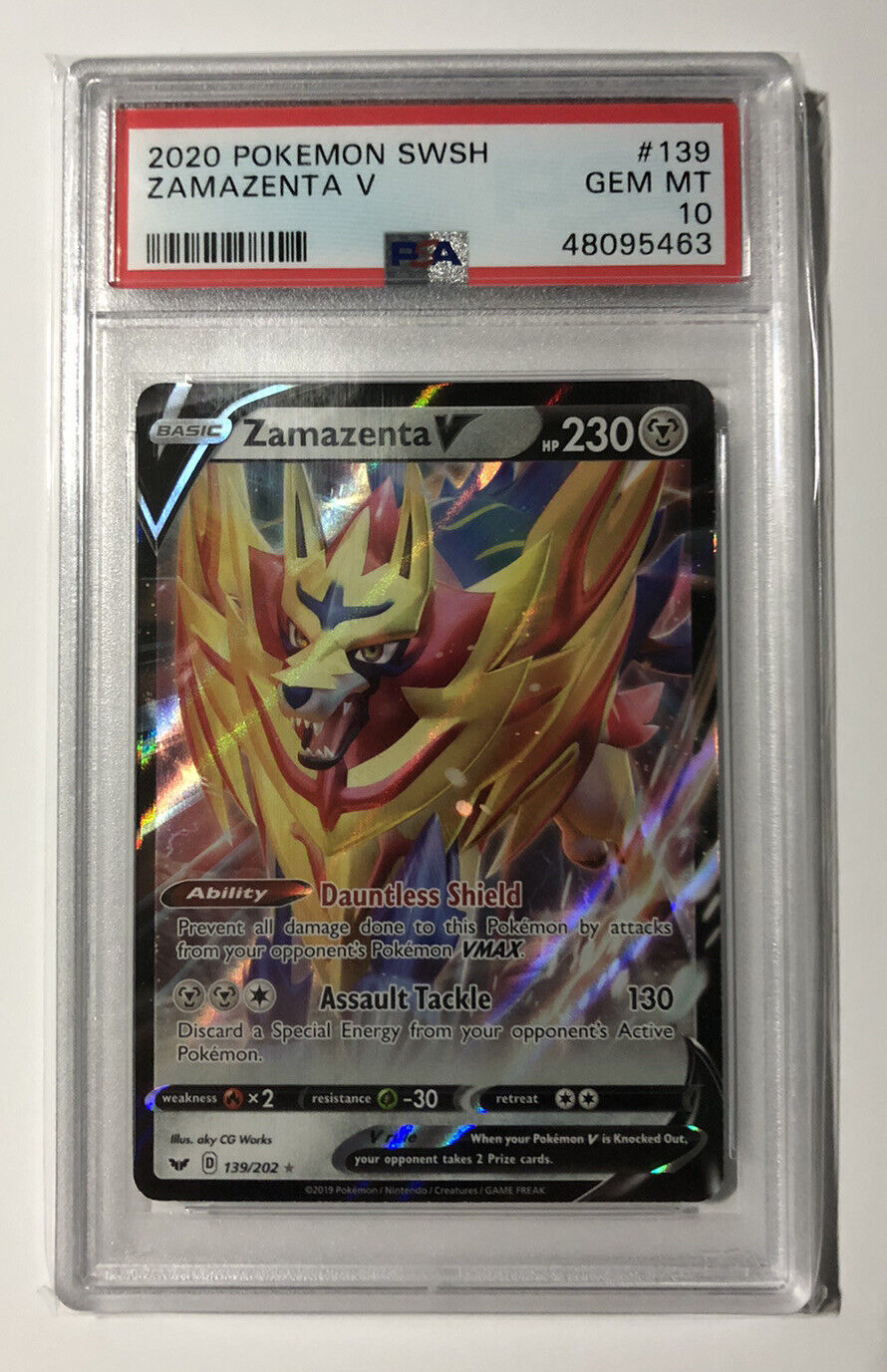 POKEMON TCG #889 ZAMAZENTA CROWNED SWORD Foil Card Pokedex Legendary - PERU  2020