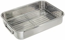 Brand New 12.5" ExcelSteel Multiuse w/ Rack & Foldable Handles Roasting Pans