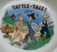 "Tattle-Tale" Vtg Risqué & Naughty Porcelain Ashtray 5.25" Justice of the Peace