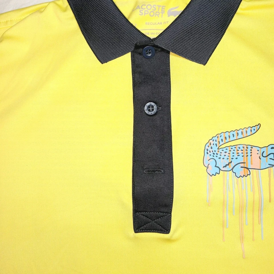 Camisa LACOSTE SPORT POLO MIAMI OPEN TENNIS Amarilla,Azul Manga Corta Niños TALLA XS Foto 3 de 4