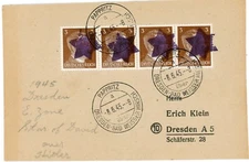 Germany POST WAR PROVISIONAL STAR OF DAVID OVERPRINT-HHITLER STAMP-Sc#507(strip