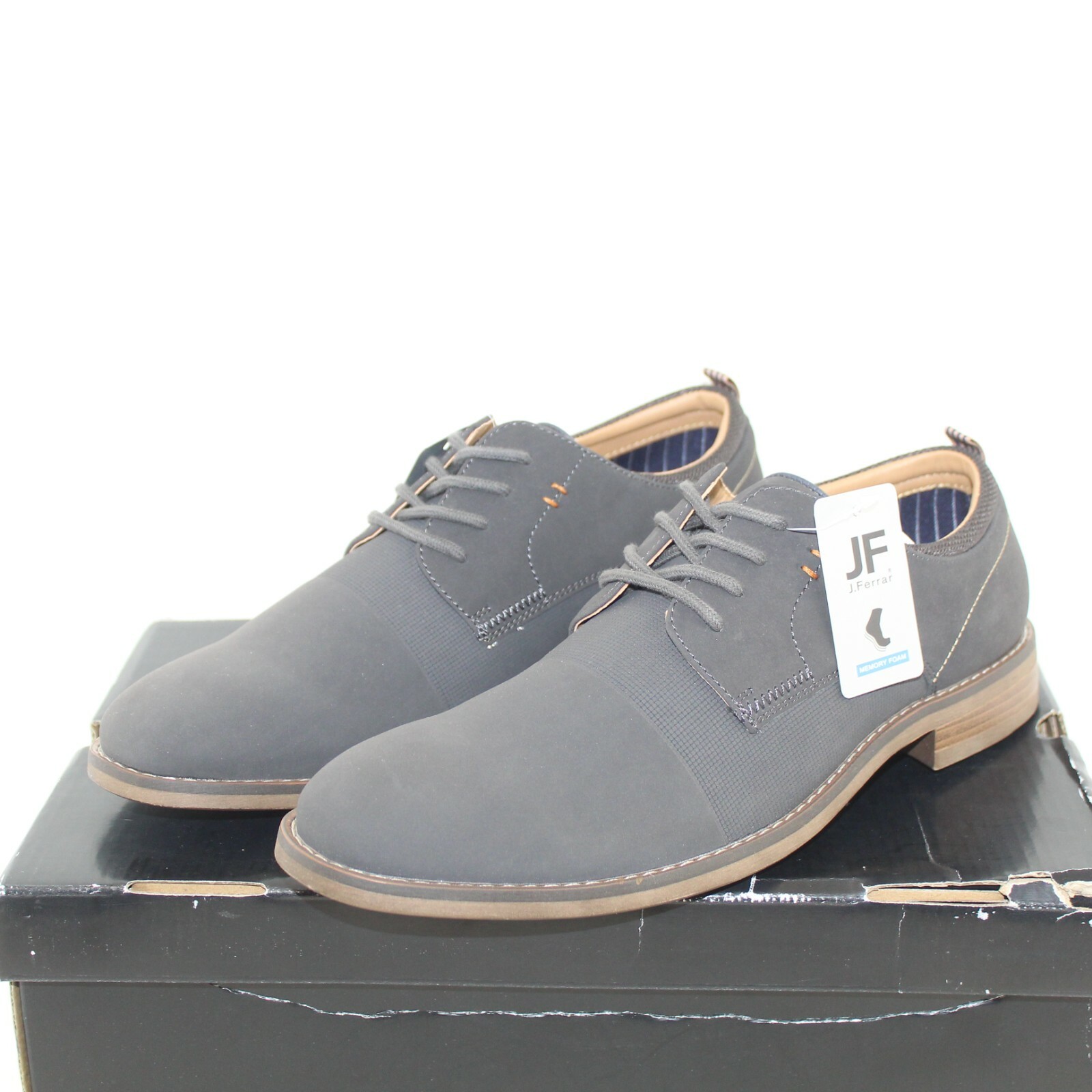 SAOLA J. FERRAR scarpe abito uomo STILLER Oxford taglia 9 M grigio finta pelle tomaia NUOVE