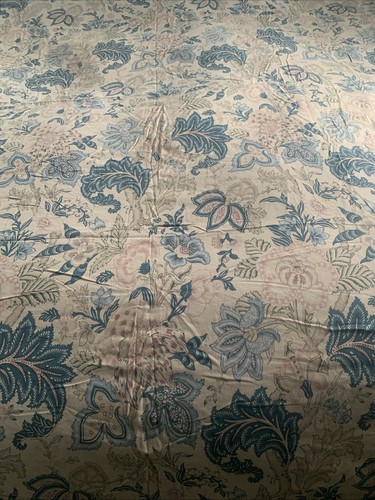 Pottery Barn King Button Duvet Cover Karala Paisley Blue Beige Cotton - Picture 3 of 13