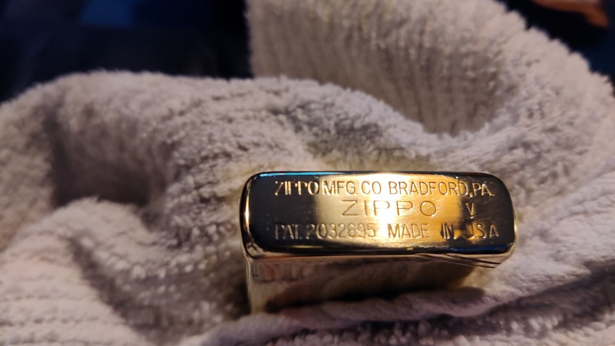 Vintage Pat.2032695 gold brass zippo lighter engraved beveled