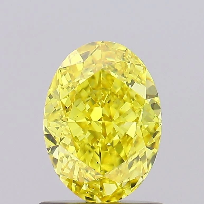 1.03ct intense yellow oval shape diamond fancy vivid blue color diamond loose - Image 3 of 4